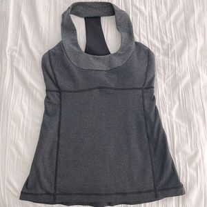 Lululemon Scoop Neck Racerback Tank with Shelf Bra. Dark Grey. Size 4. EUC